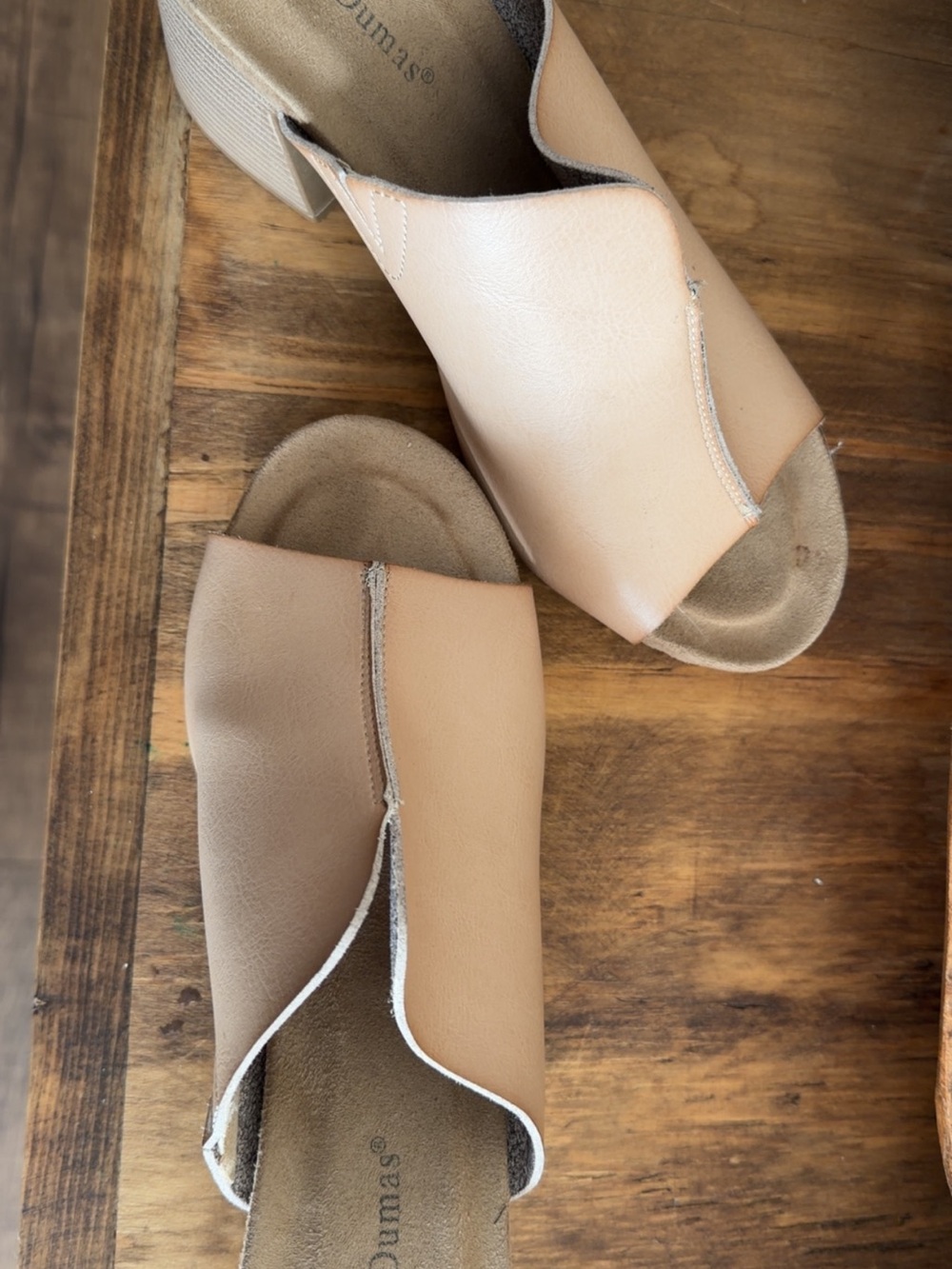 Pierre Dumas Beige Open-Toe Block Heel Mules- Morgen1 - Picture 3 of 3